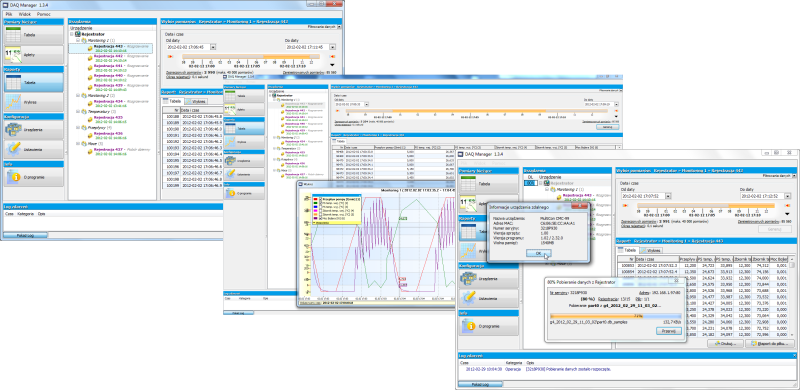 Dane z rejestratora danych MultiCon mogą być prezentowane na komputerze przez program DAQ Manager